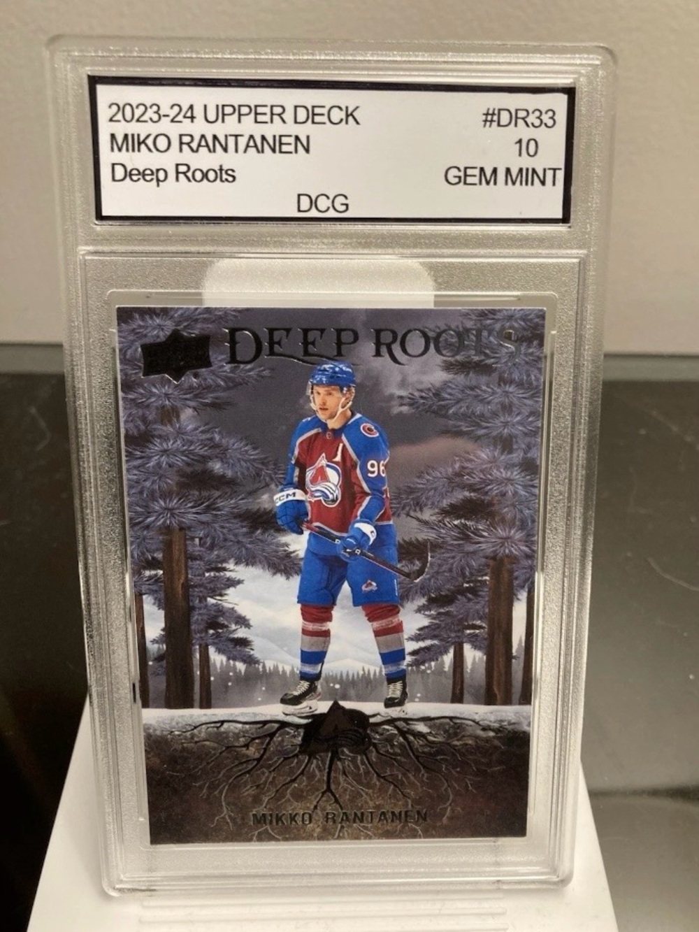 Deep Roots Miko Rantanen Hockey Card - Red/Blue - Upper Deck 2023-24